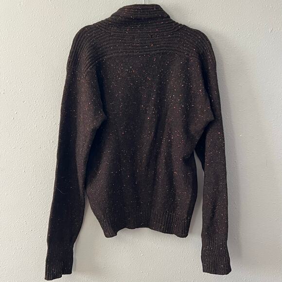 Daniel Hechter Sportswear Men’s M Wool Chocolate Brown Shawl Collar Sweater VTG - Picture 3 of 4